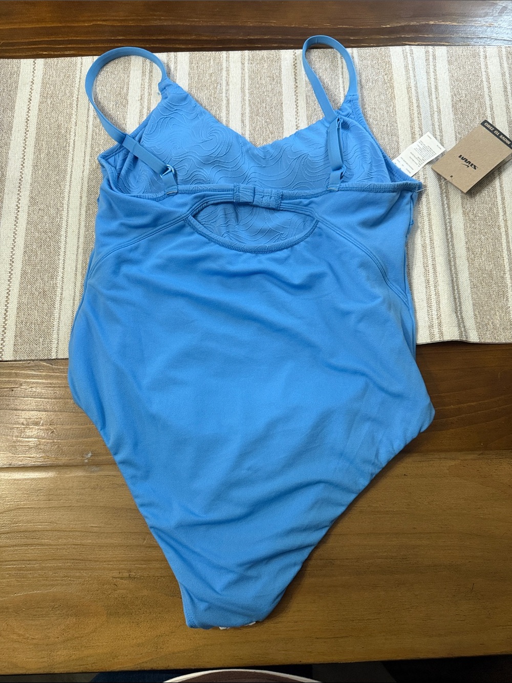 Nike Women’s Sky Blue Textured One-Piece Swimsuit - Picture 10 of 12